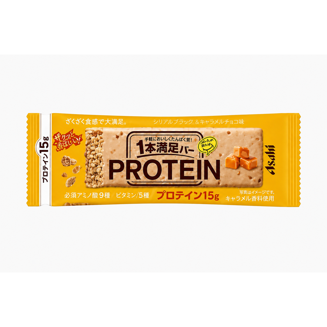 Asahi Ippon Manzoku Bar PROTEIN Baked Caramel 45g